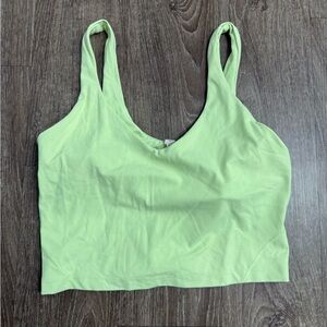 Lululemon Align Tank/Crop Bra Size 10 Lime Green Pads Removed